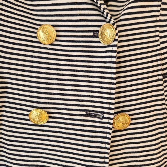 Cabi Blue Nautical Striped Stretch Knit Blazer Jacket Preppy #823 Women's S - Picture 4 of 9